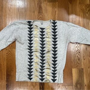 J. Crew Gray Sweater with Gold and Black Triangles